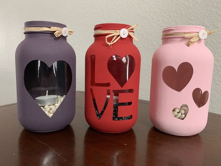 Mason-jars-with-tea-lights-Valentine's-Day-Decoration-Ideas-At-Home
