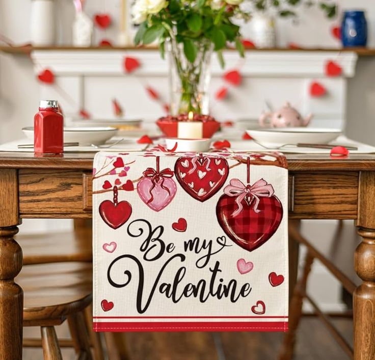 Table-runner-in-Valentine-colors-Valentine's-Day-Decoration-Ideas-At-Home
