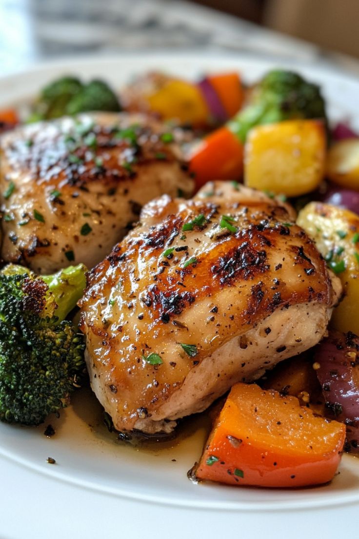 Grilled Chicken Thighs with Garlic Butter Vegetables-Low-Carb-Dinner-Recipes-For-The-Family