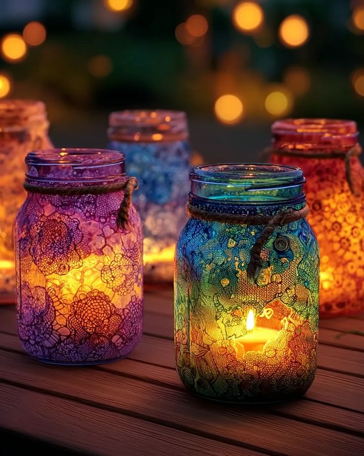Mason-jar-lanterns-with-pastel-accents-spring-crafts-for-adults