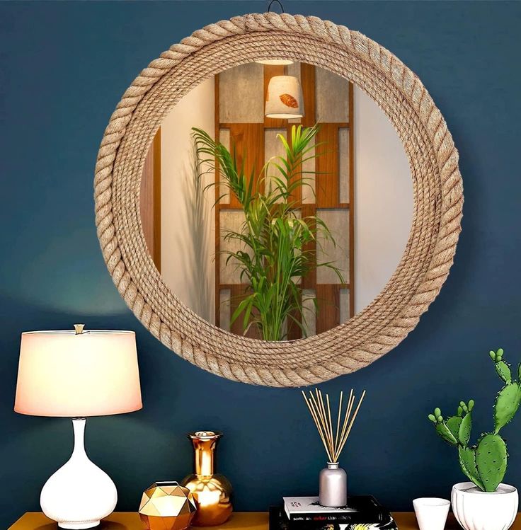 Mirror-wall-hanging-with-rope-or-wood