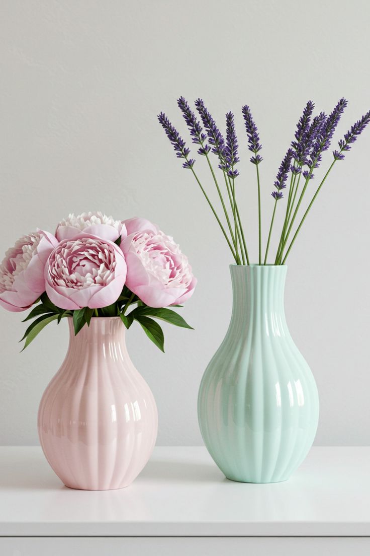 Pastel-ceramic-vases-with-single-stems