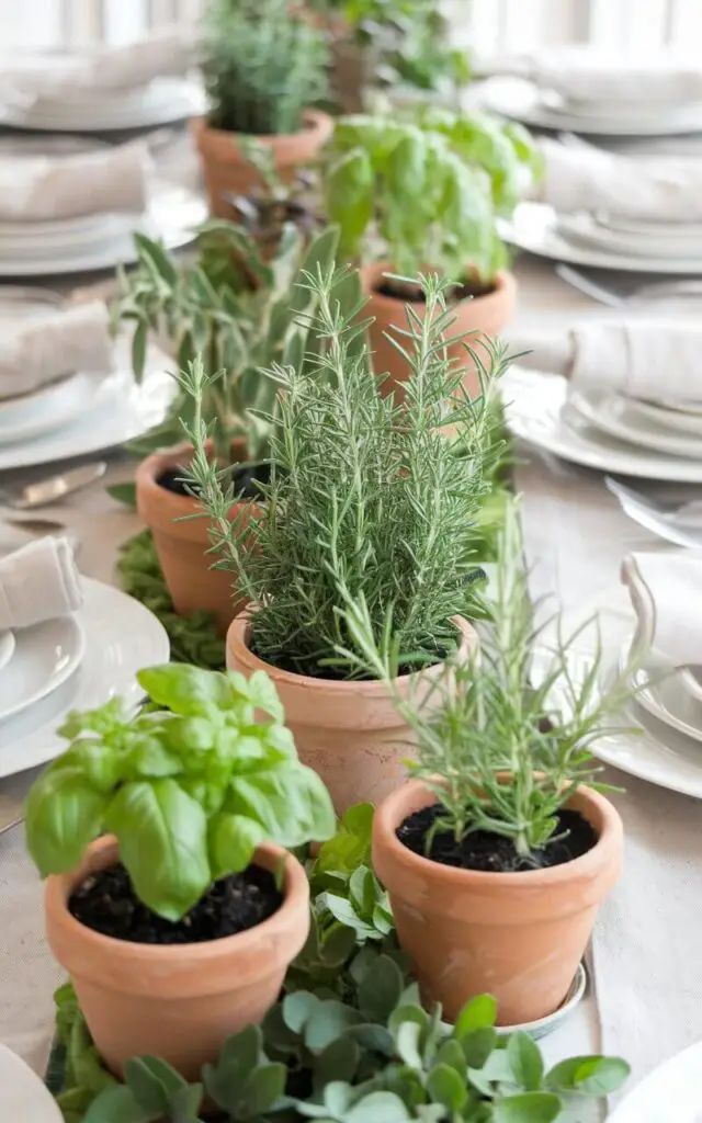 Small-potted-plants-lined-down-the-table