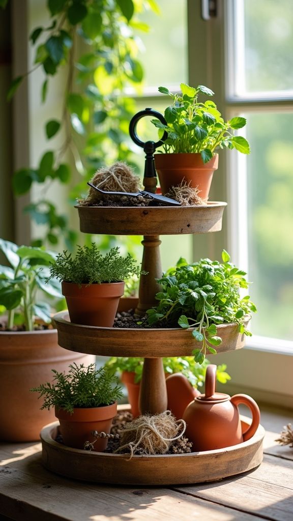 Tiered-Plant-Stands-Easter-Porch-Decorations