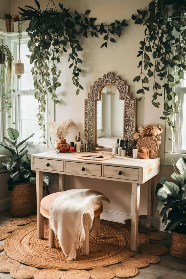 Vanity-Styled-with-Plants-Makeup-Vanity-Ideas