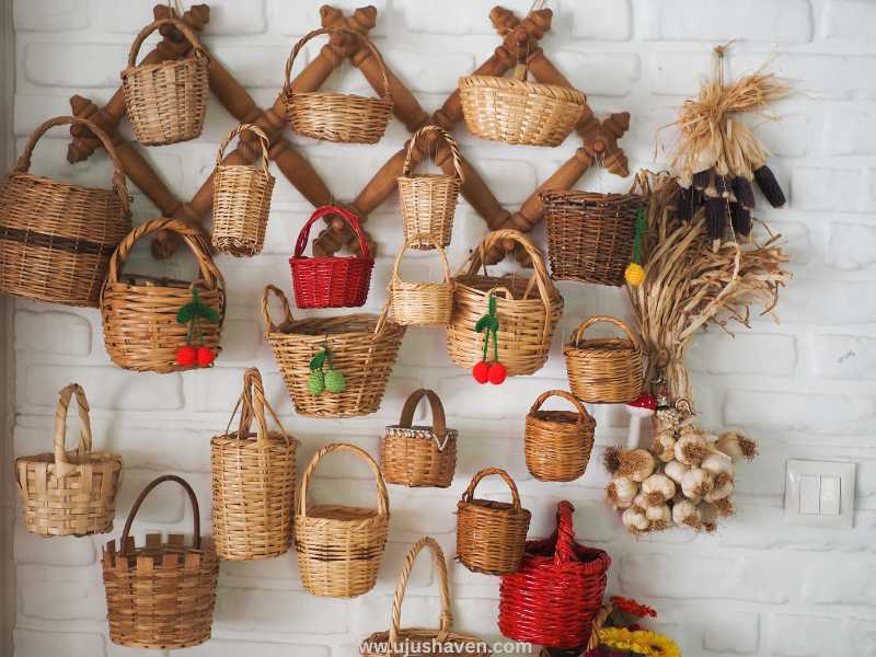 Woven-basket-wall-display