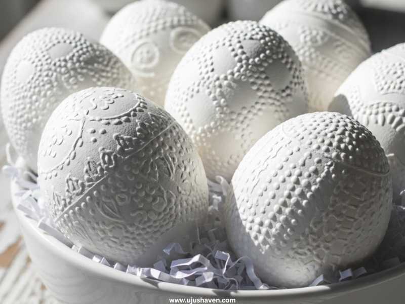 All-white-eggs-with-subtle-raised-pattern-Easter-Egg-Painting-Ideas