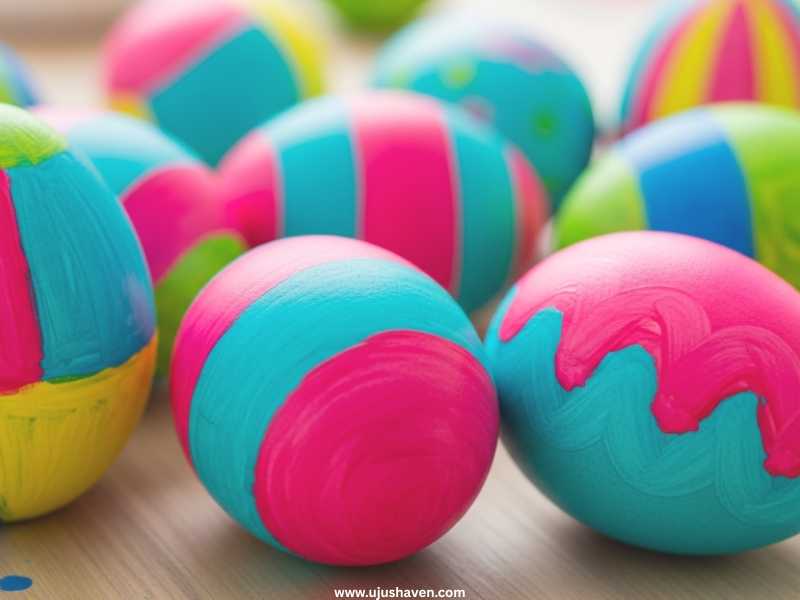 Color-blocked-eggs-in-bright-contrasting-shades-Easter-Egg-Painting-Ideas