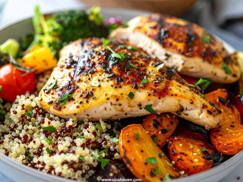 Grilled Chicken and Quinoa Bowls with Roasted Veggies-High-Protein-Meal-Prep-Lunch