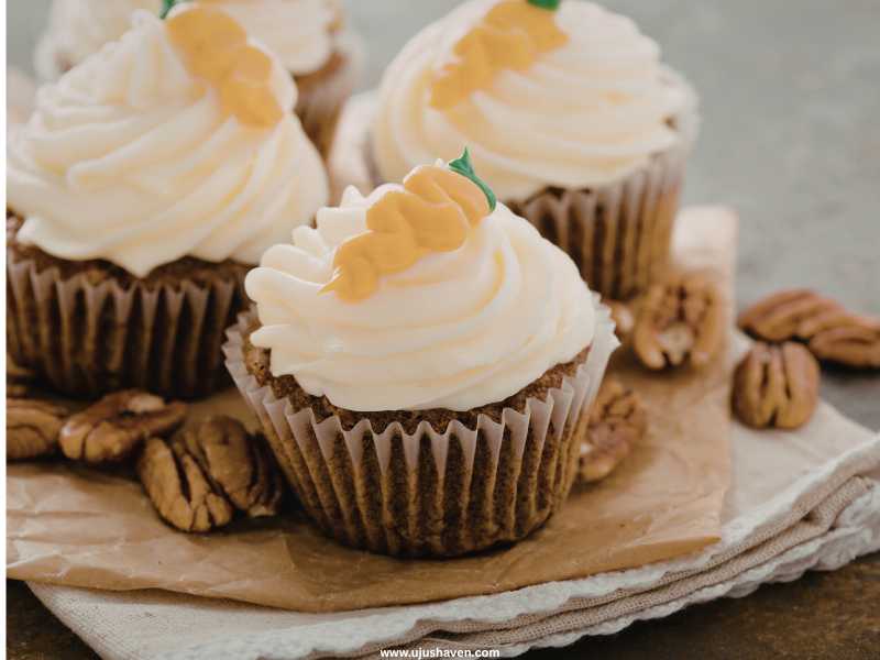 Mini Carrot Muffins with Cream Cheese Frosting.