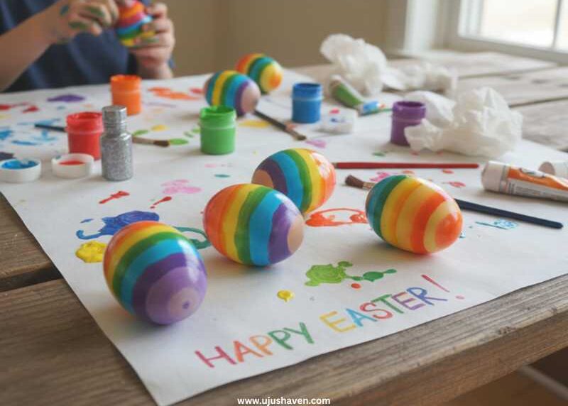 Rainbow-striped-eggs-Easter-Egg-Painting-Ideas