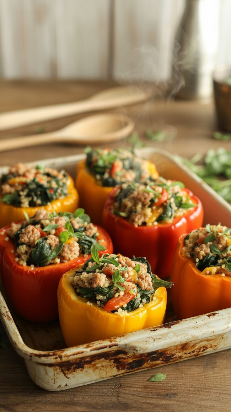 Turkey-and-Spinach-Stuffed-Bell-Peppers.