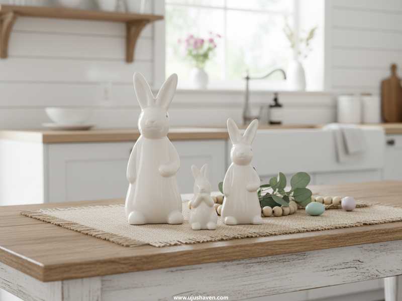 White-Ceramic-Bunny-Display