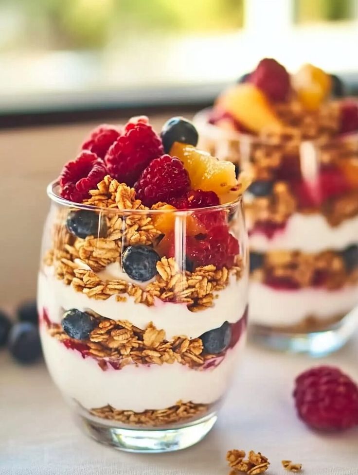 Breakfast-Parfait-with-Yogurt-Granola-and-Fruits.