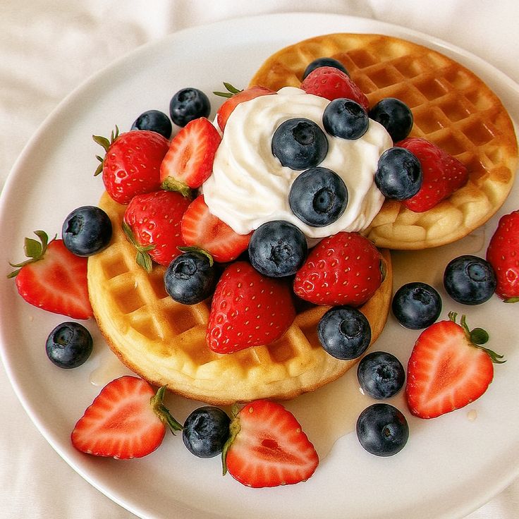 Mini-Waffles-with-Whipped-Cream-and-Fruit