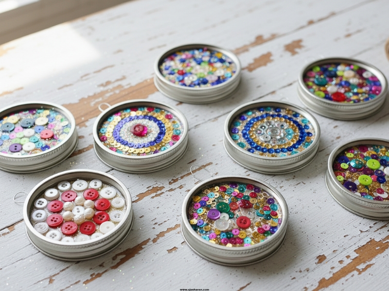 Button-Covered-Mason-Jar-Lids-Craft.