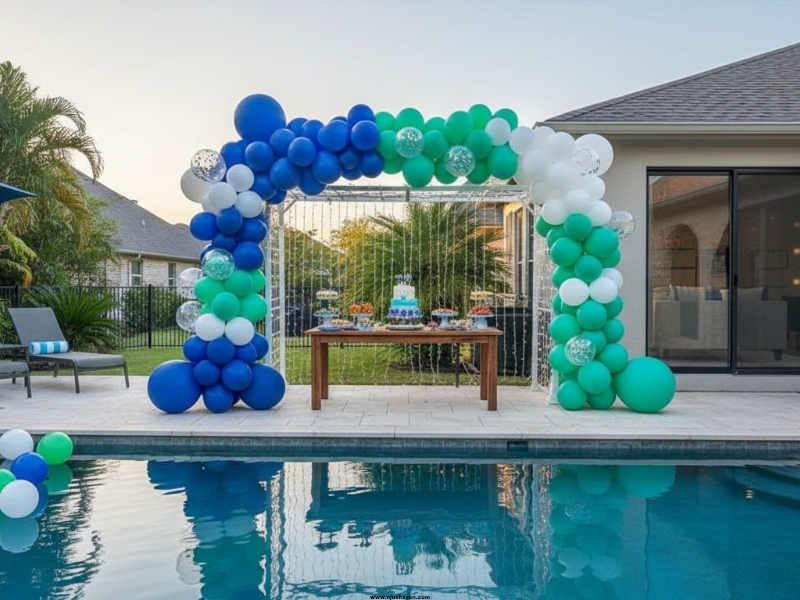 Coordinated-Balloon-Garland-in-2–3-Colors-Pool-Party-Birthday-Decor.