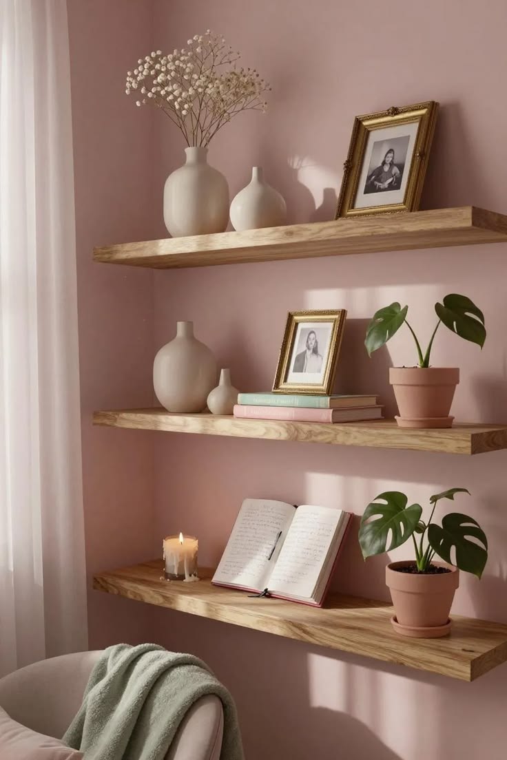 Minimal-wall-shelves-with-cute-decor-pieces.