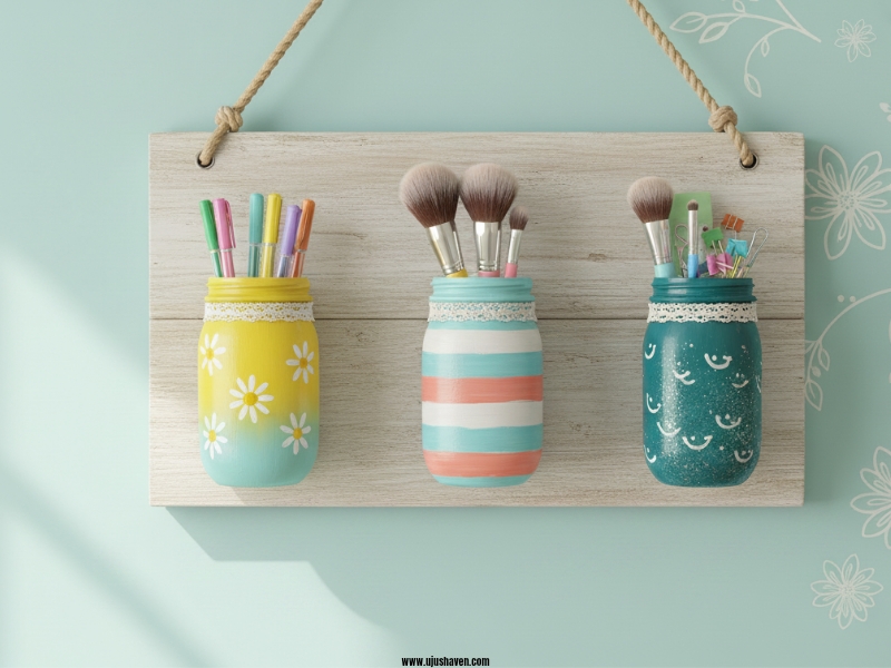 Painted-Mason-Jar-Organizer