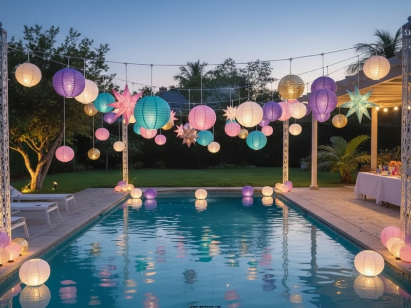 Paper-Lanterns-Hung-Above-the-Pool-Area.