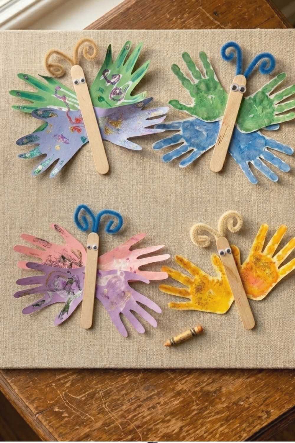 Keepsake-Butterfly-Craft-With-Kids-Handprints-and-Name-Tags