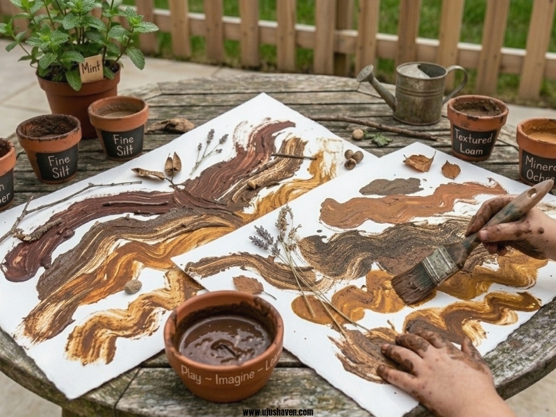 Mud-Painting-and-Natural-Texture-Art-Nature-Crafts-for-Kids.