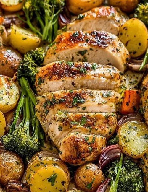 Quick-and-Easy-One-Pan-Chicken-Dinner-Recipes -and-Vegetables-With-Herb-Butter.