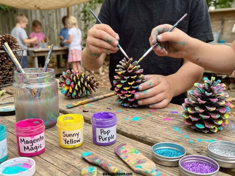 Pinecone-Painting-and-Decoration-Nature-Crafts-for-Kids.