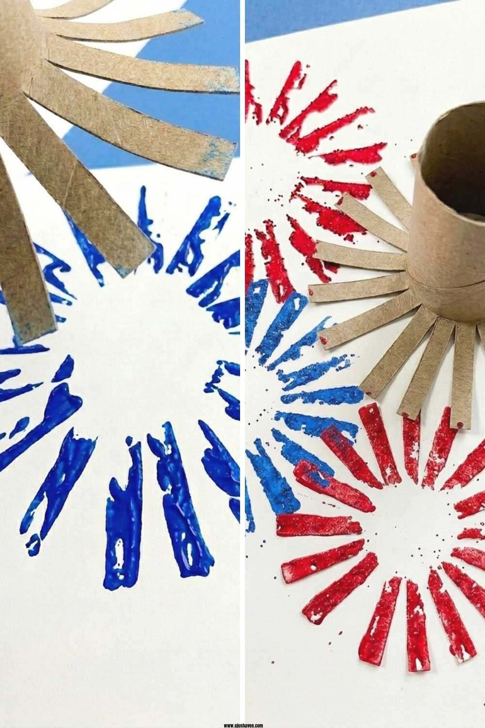 Stamp-Firework-Shapes-on-Paper-Toilet-Paper-Roll-Fireworks-Craft