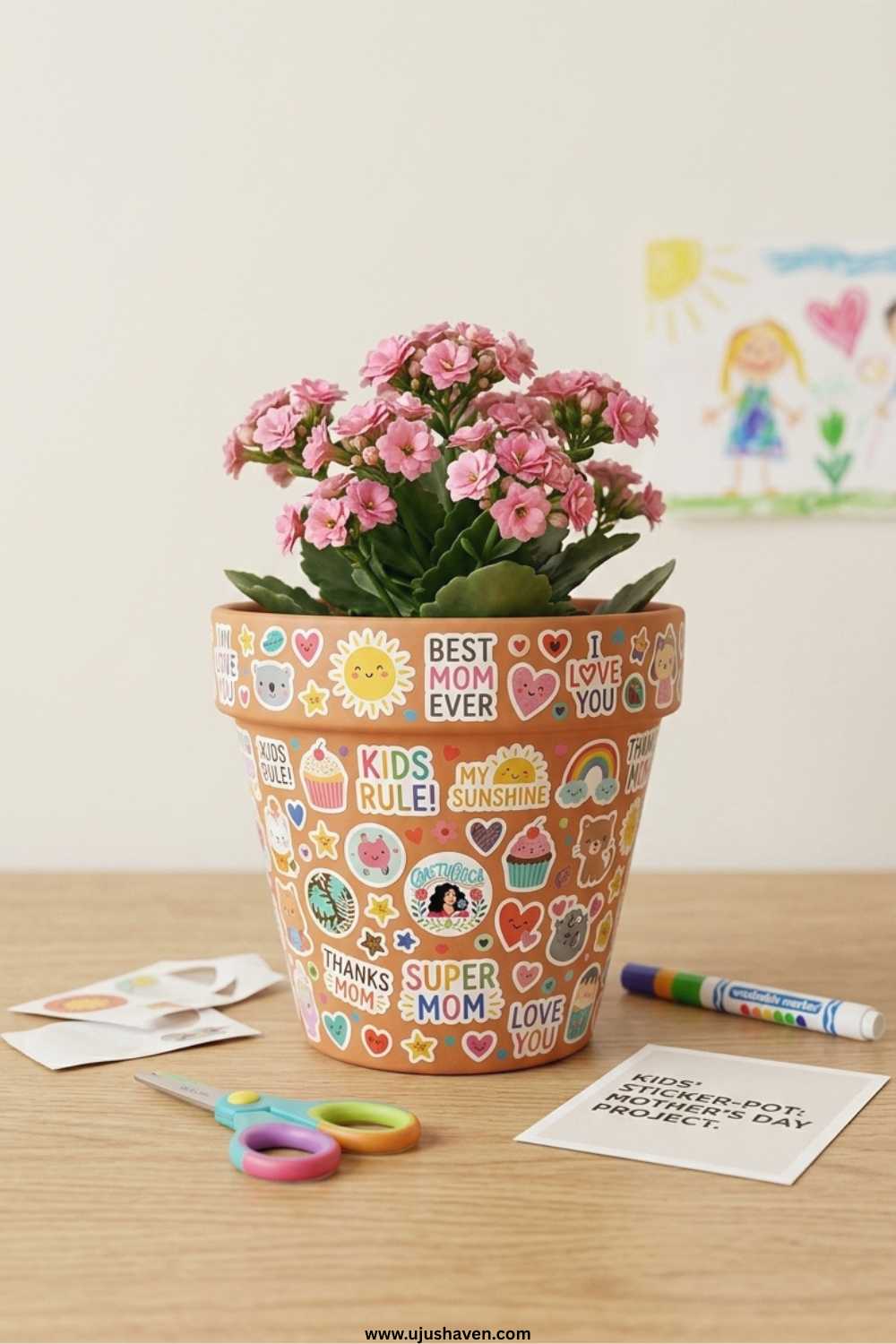 Sticker-Covered-Mothers-Day-Flower-Pot.