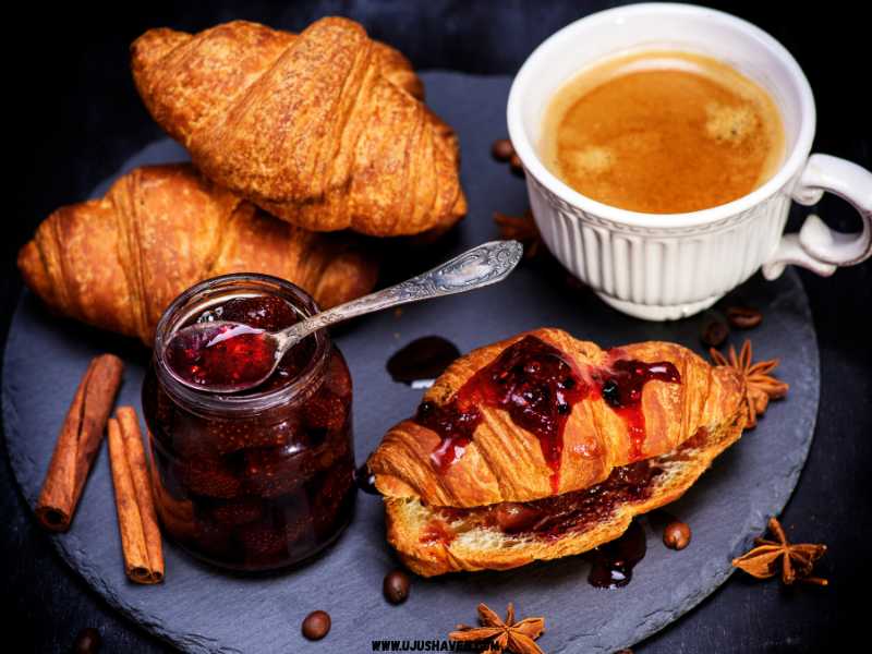 Warm-Croissants-with-Jam-and-a-Hot-Cup-of-Coffee