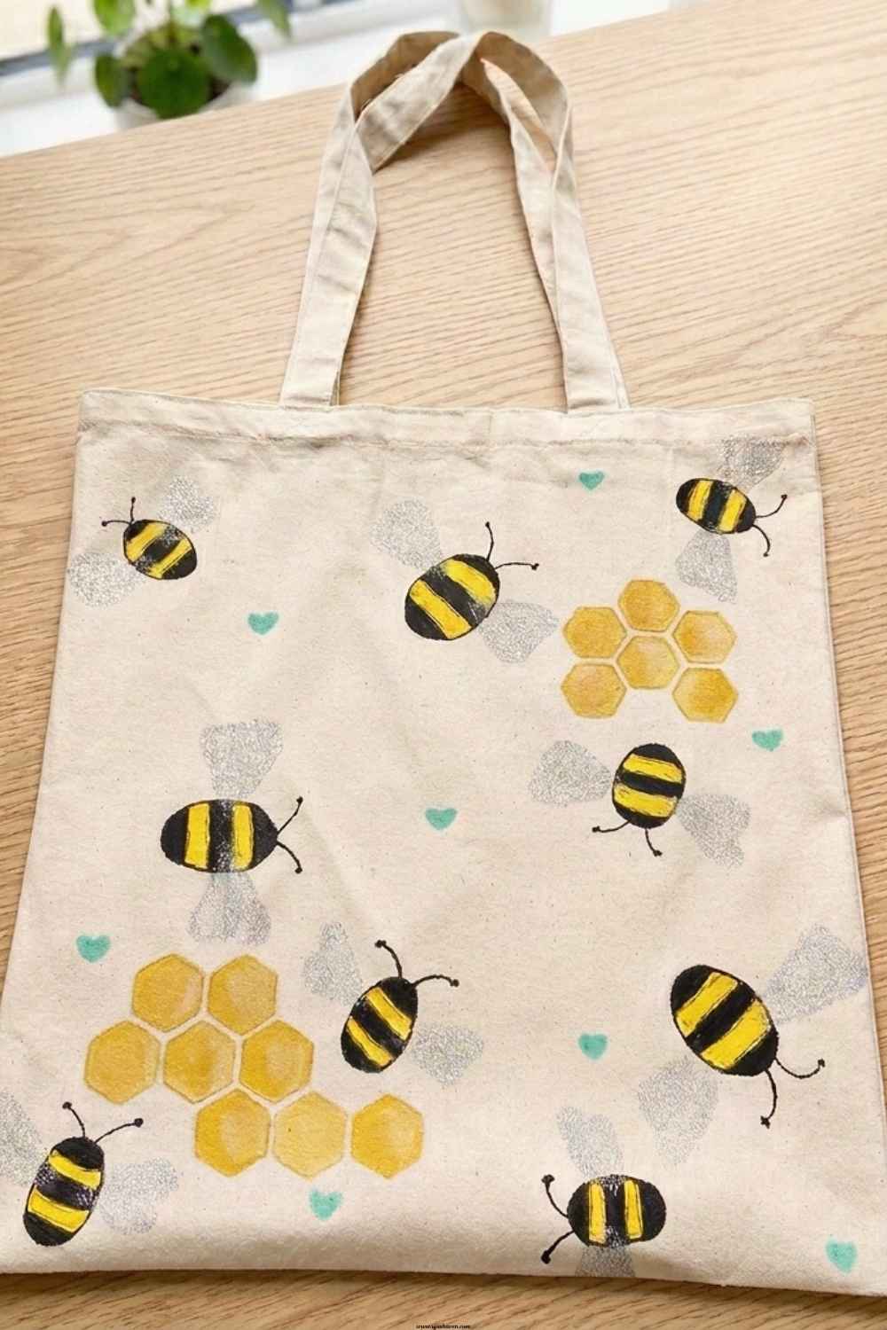 Hand-Painted-Bee-Tote-Bag-Bumble-Bee-Crafts-for-Adults