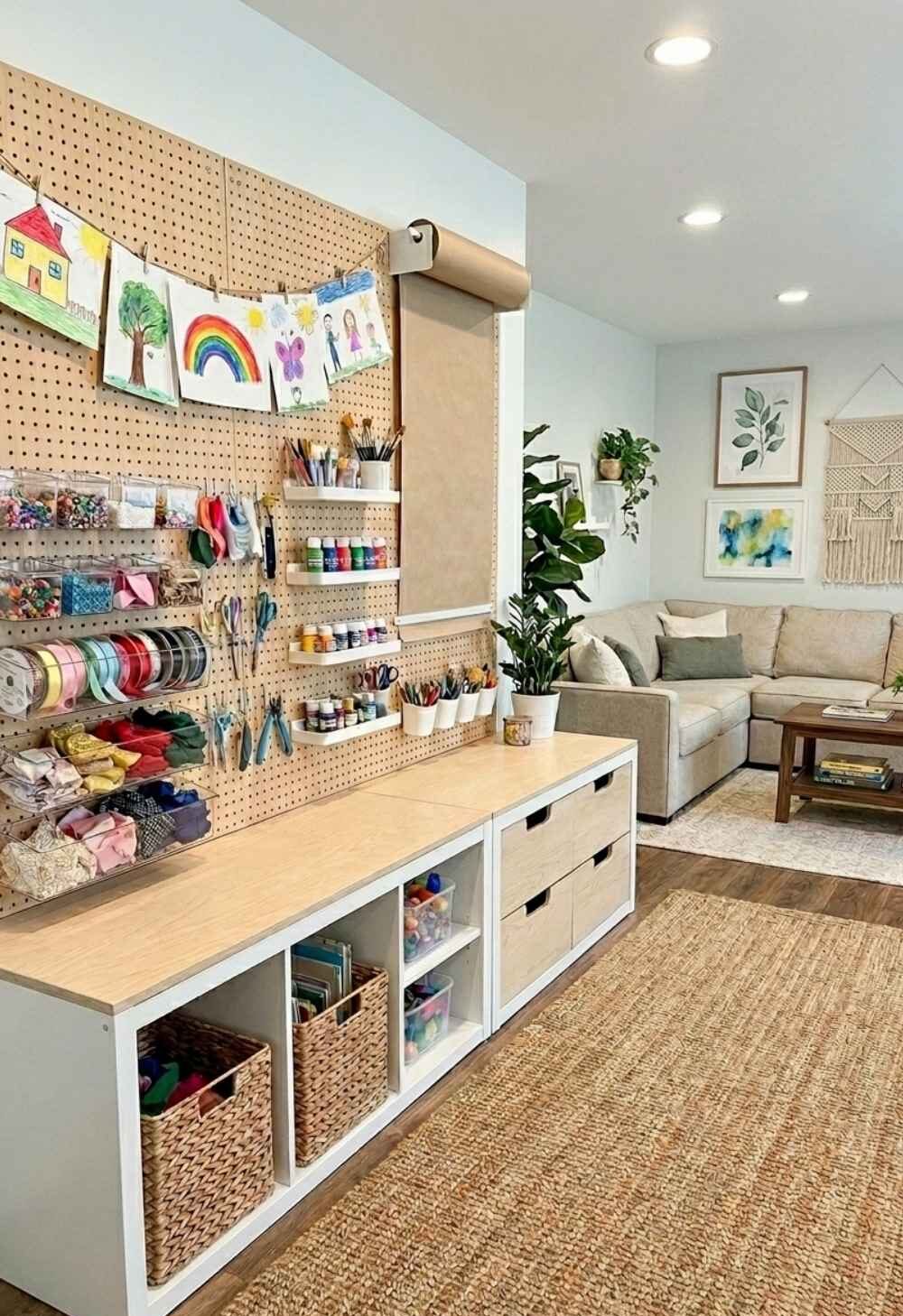 Shared-Family-Space-Craft-Station-How-to-Organize-Kids-Craft-Supplies