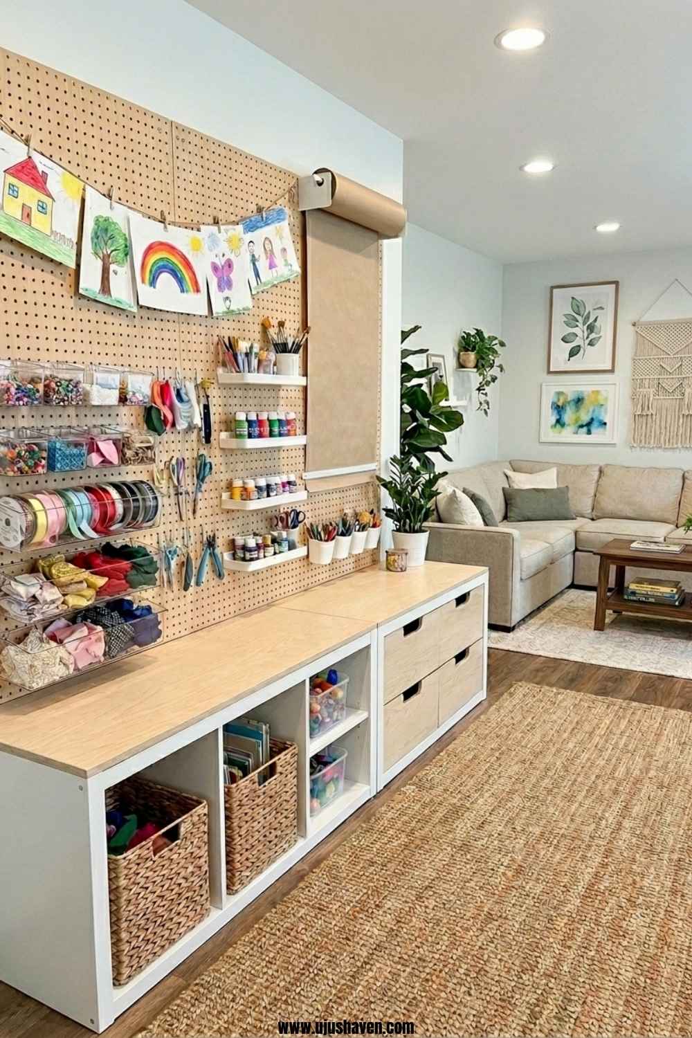 Shared-Family-Space-Craft-Station-How-to-Organize-Kids-Craft-Supplies