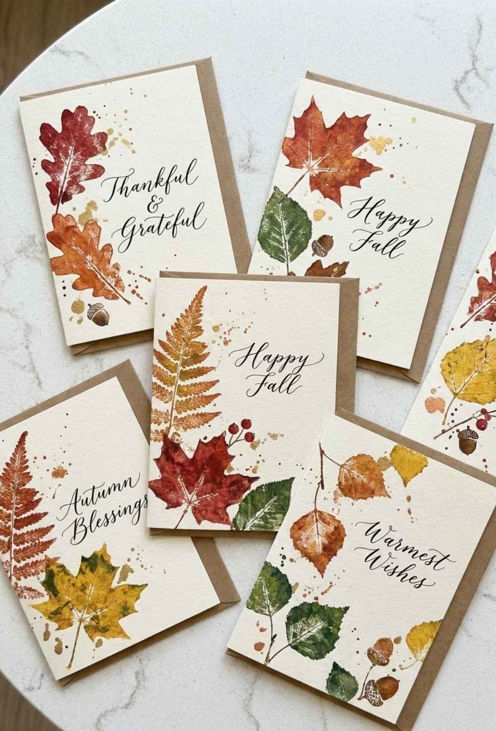 Hand-Stamped-Leaf-Greeting-Cards