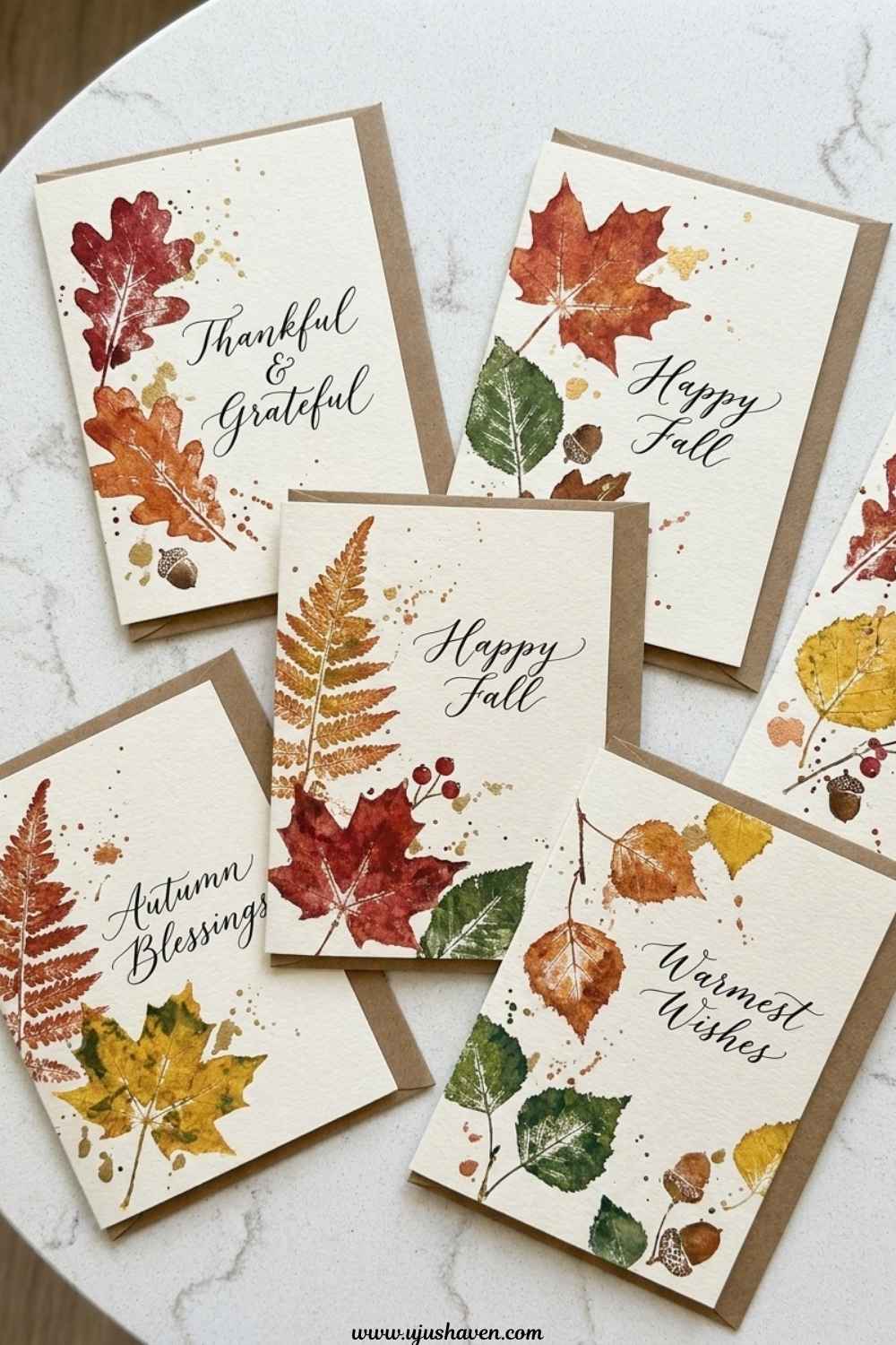 Hand-Stamped-Leaf-Greeting-Cards