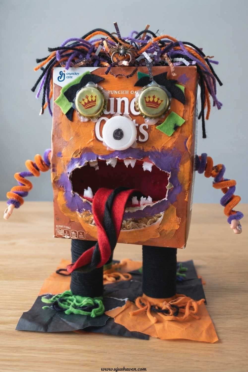 Junk-Drawer-Monster-Sculpture-Recycled-Halloween-Crafts-for-Kids.