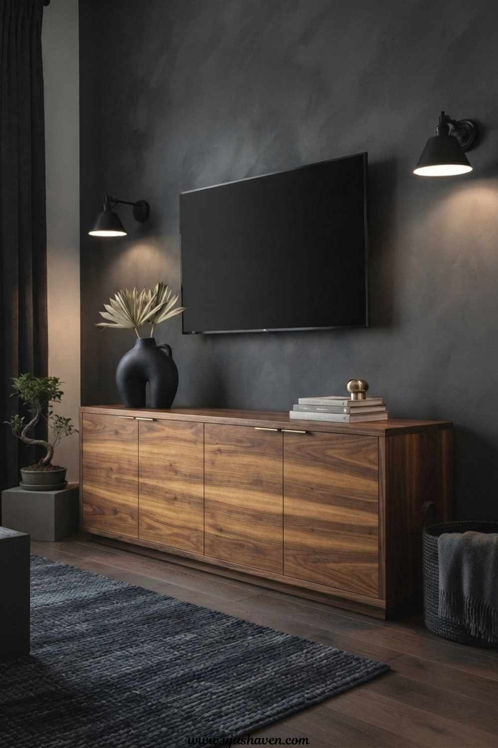 Paint-the-Wall-Behind-Your-TV-to-Match-the-Screen-How-to-Decorate-Around-a-Wall-Mounted-TV.