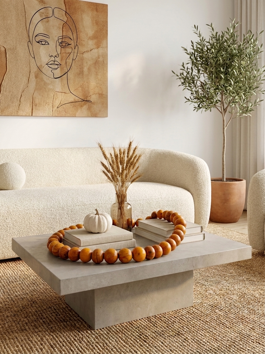 Wood-Bead-Garland-Styling-for-a-Handmade-Touch-Fall-Coffee-Table-Decor-Ideas