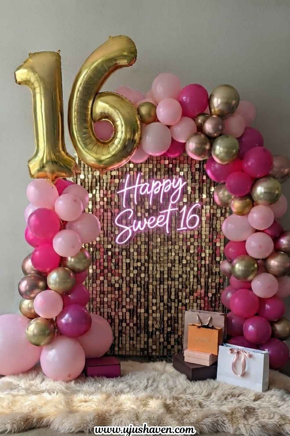 Create-a-Balloon-Backdrop-in-Her-Favorite-Colors-Sweet-16-Party-Decor-Ideas