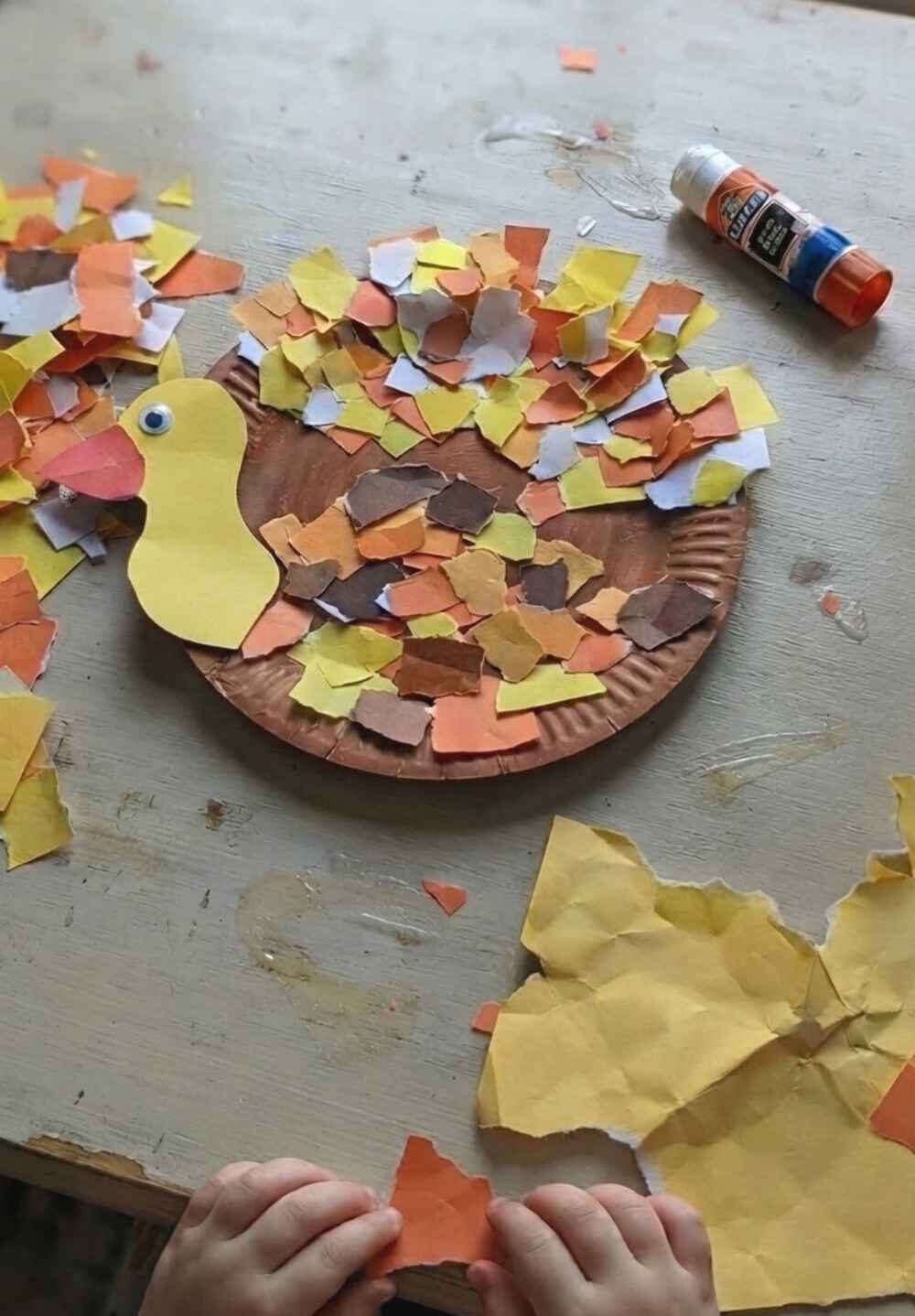 Paper-Plate-Turkey-Tear-and-Paste-Thanksgiving-Fine-Motor-Activities-for-Toddlers