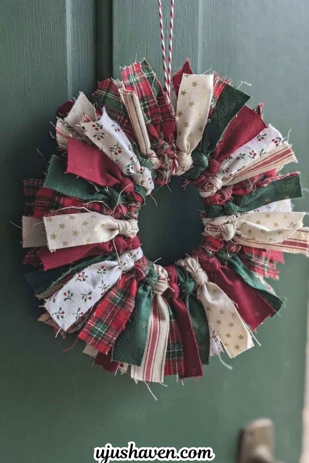 Small-Fabric-Scrap-Wreath-Easy-Christmas-Crafts-for-Adults