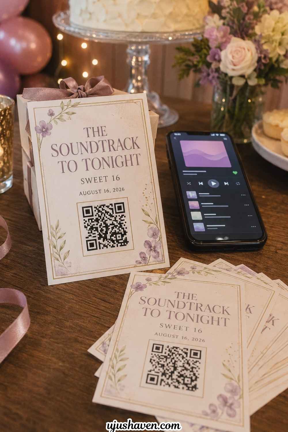 Custom-Party-Playlist-Cards-Sweet-16-Party-Favor-Ideas