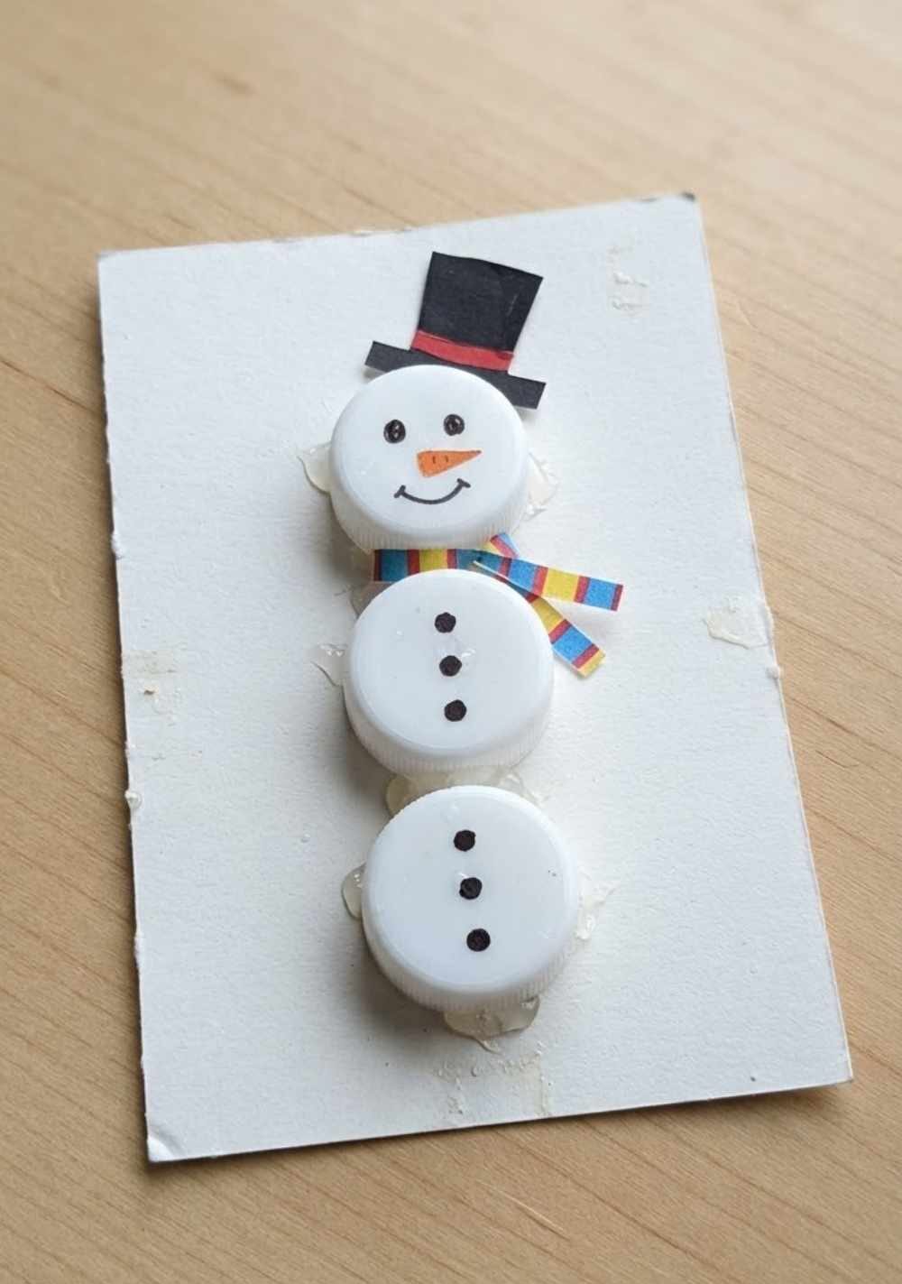Snowman-Bottle-Cap-Craft