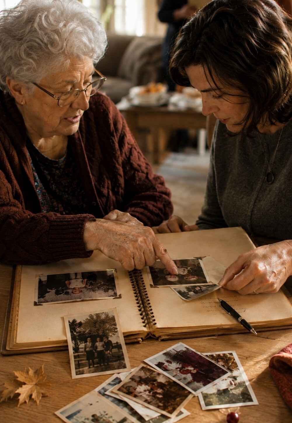 Sorting-Old-Thanksgiving-Photos-Into-a-New-Album-Thanksgiving-Activities-for-Seniors
