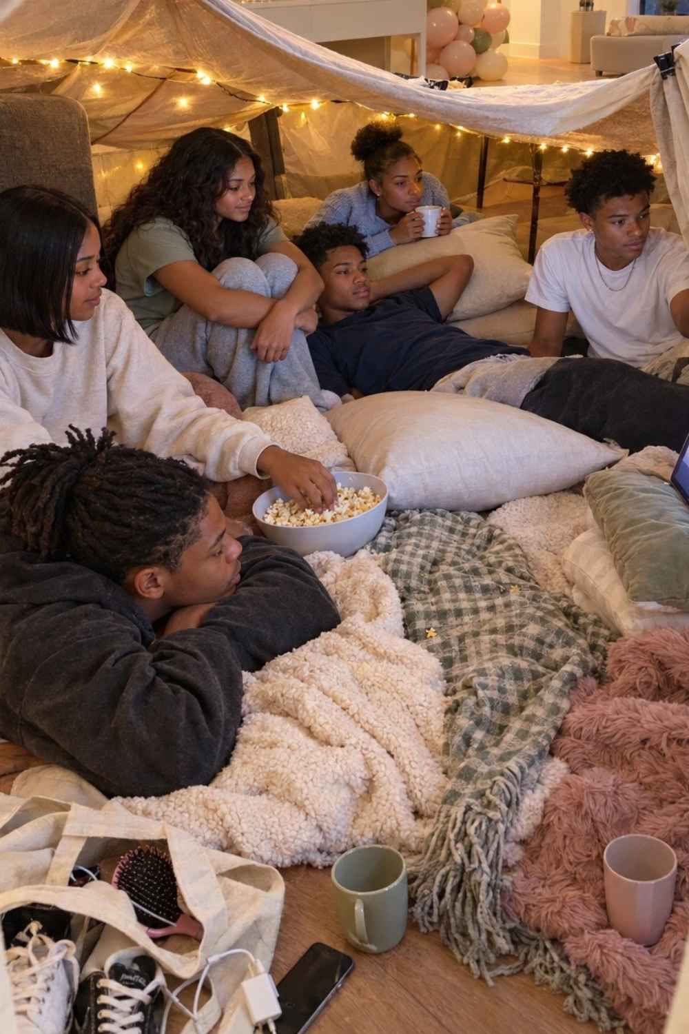 Blanket-Fort-Lounge-Indoor-Birthday-Party-Ideas-for-Teens