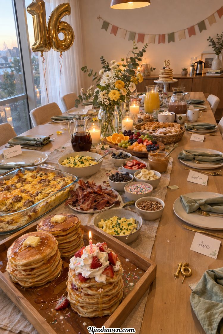 Breakfast-for-Dinner-Sweet-16-Dinner-Party-Ideas.