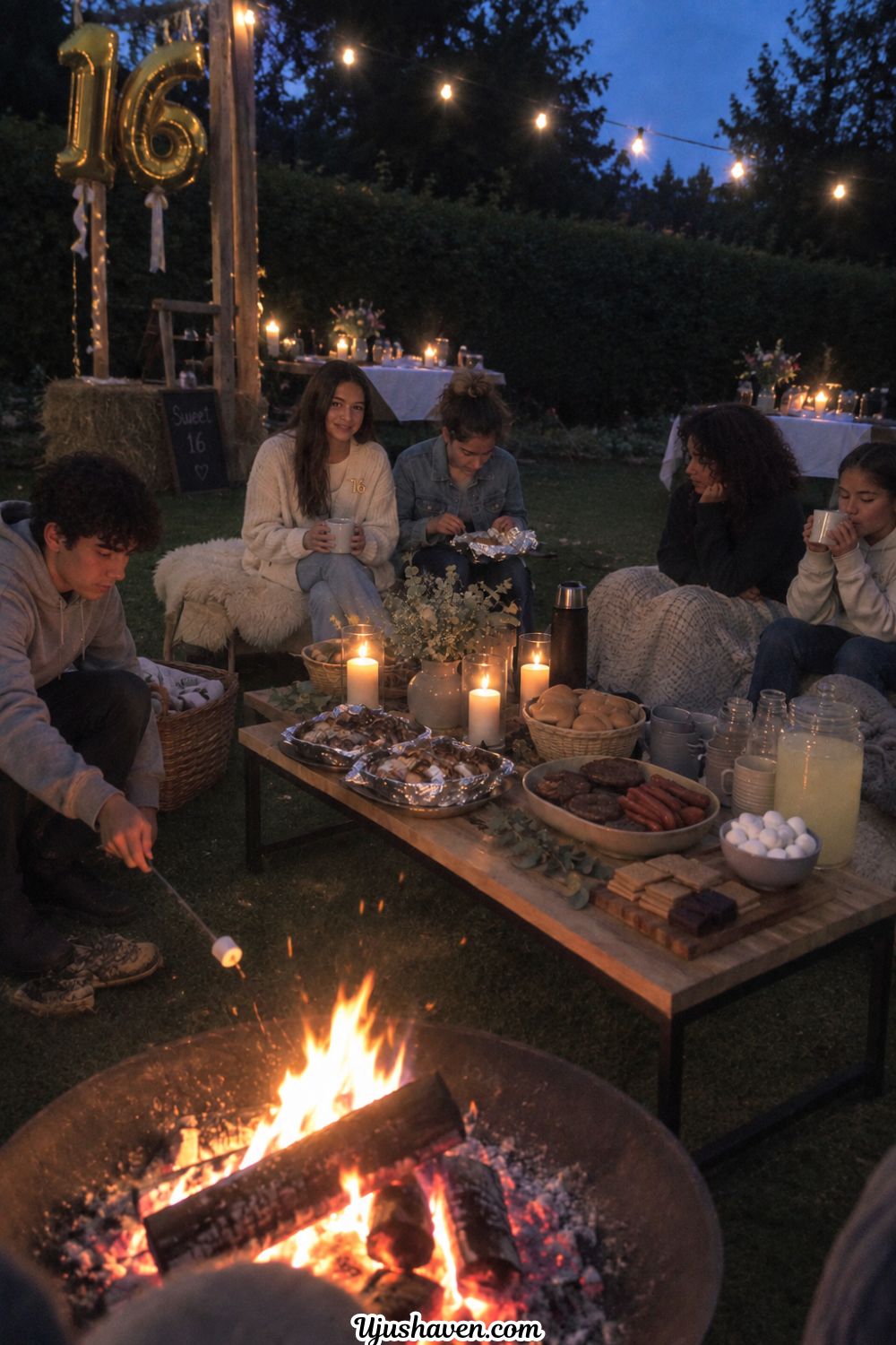 Cozy-Bonfire-Dinner-Sweet-16-Dinner-Party-Ideas.