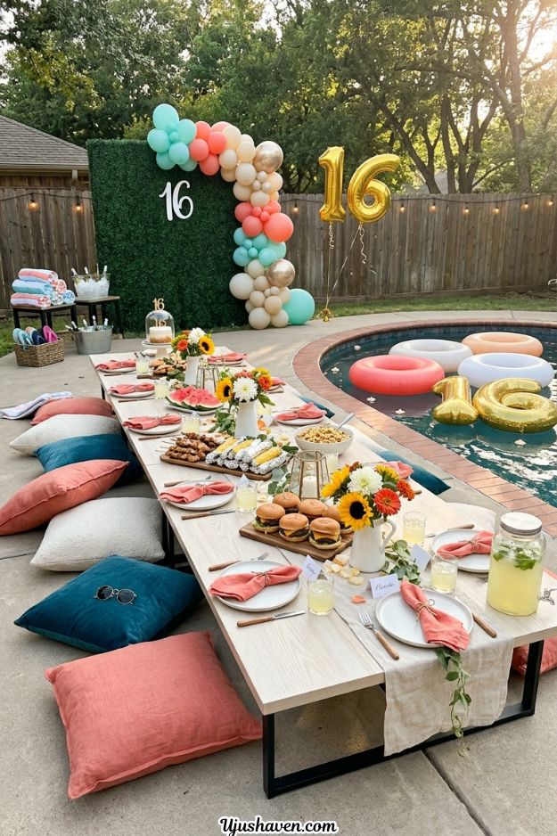 Poolside-Sweet-16-Dinner-Party-Ideas.